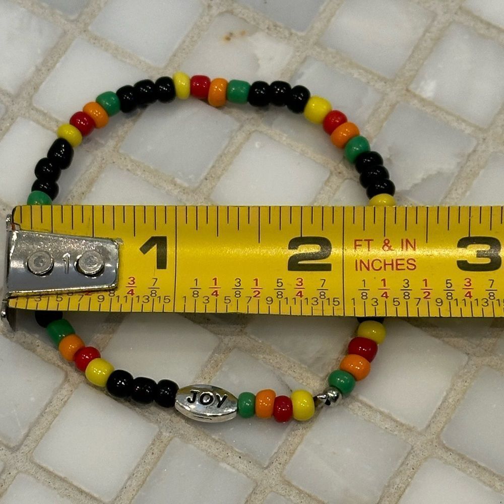South African Beaded Bracelet with Silver Joy Charm - Picture 7 of 7